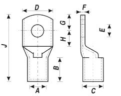 Copper cable lugs terminals light duty